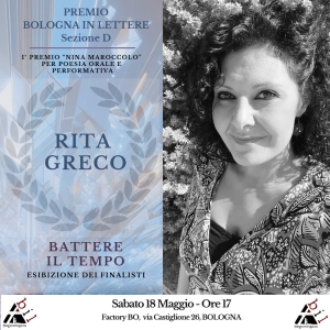 Rita Greco  tra i finalisti per la Poesia al Premio &quot;BOLOGNA in lettere&quot; 2024