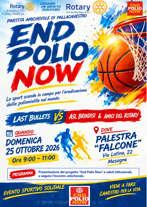 Basket e solidarietà a Mesagne: il 25 ottobre in campo per dire “End Polio Now”