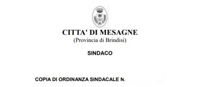Mesagne. Il sindaco emana ordinanza anti Covid di maggiore ristrettezza (Scarica e leggi l&#039;ordinanza)