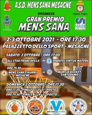 2 e 3 ottobre Gran Premio Mens Sana di basket