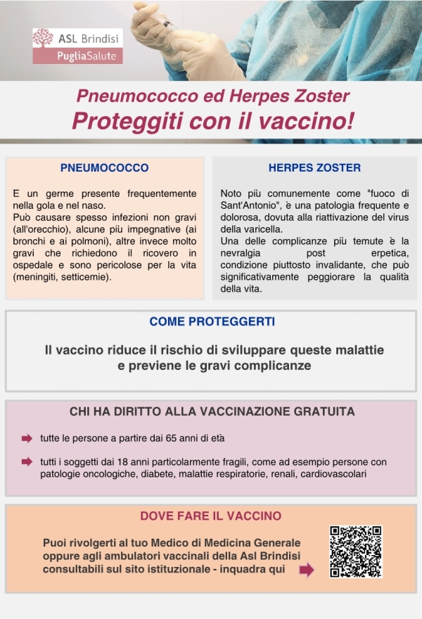 Open day per la vaccinazione contro Pneumococco ed Herpes Zoster. Ecco dove e quando