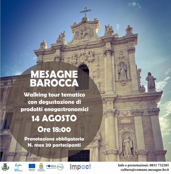 “Mesagne da scoprire”: domenica 14 agosto tour alla scoperta dei tesori della Città barocca