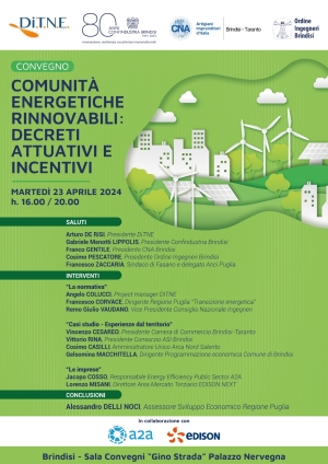 Convegno su Comunità Energetiche Rinnovabili - Brindisi - 23 aprile 2024
