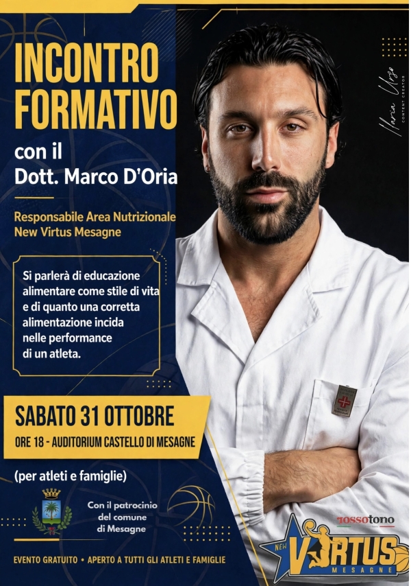 Incontro formativo con il Dott. Marco D'Oria responsabile Area Nutrizionale New Virtus Mesagne
