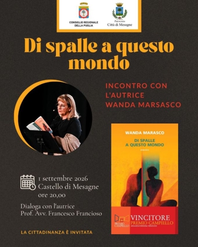 Wanda Marasco “Di spalle a questo mondo” ed. Neri Pozza Premio Campiello 2025 1 settembre 2026, ore 20.00