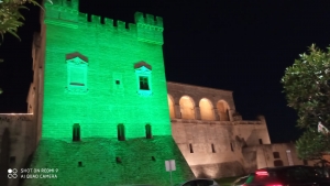 Il Torrione del Castello comunale si illumina di verde