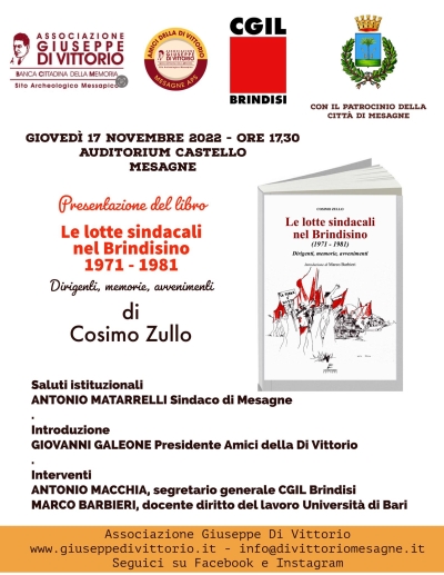 Cosimo Zullo e &quot;Le lotte sindacali nel brindisino (1971 - 1981)&quot;