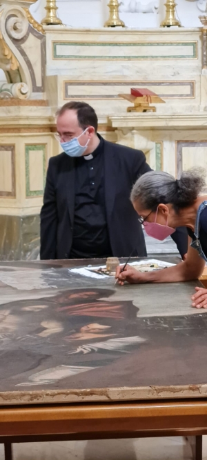 Mesagne. Un restauro conservativo si sta svolgendo a Sant&#039;Anna sulla tela della “Deposizione di Cristo ”